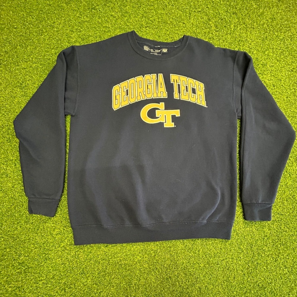 Georgia Tech Yellow Jackets Sweatshirt Navy Blue Mens Large GT Logo The Victory